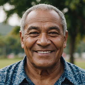 Man smiling with dental implants